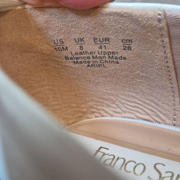 Franco Sarto Women’s Leather Square Toe Flats Size 10 White - Picture 5 of 6